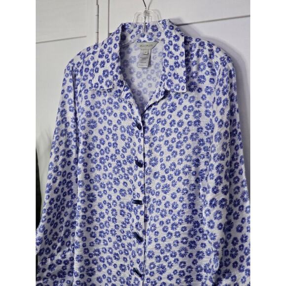 Multiples Women's Turn Up Cuff Sleeve Button Front Hi-lo Shirt Size Small Blue - Picture 3 of 6